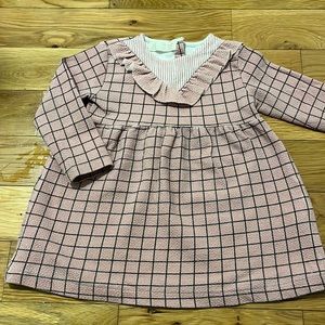 Zara baby 18-24 month LS knit checked ruffle dress